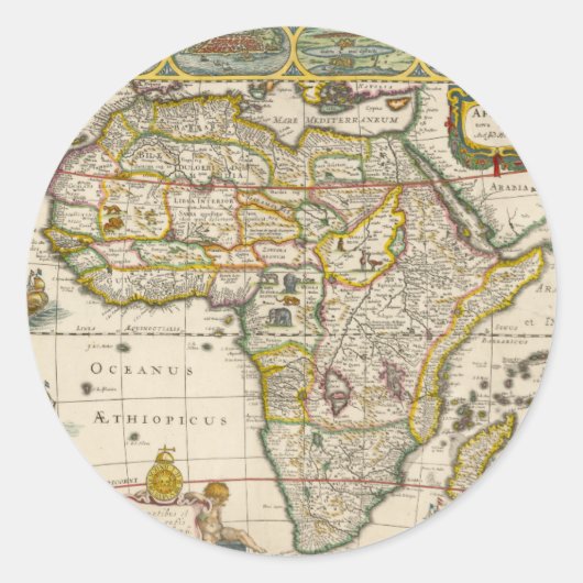 ホンディウスとヤンソンのアフリカ古地図 ラウンドシール (正面)