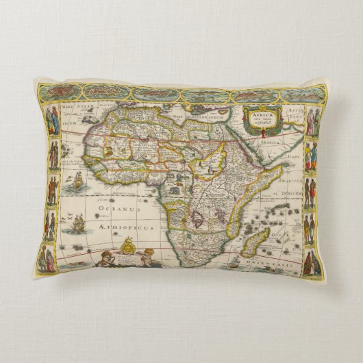 ホンディウスとヤンソンの古地図アフリカ図 アクセントクッション (裏面)