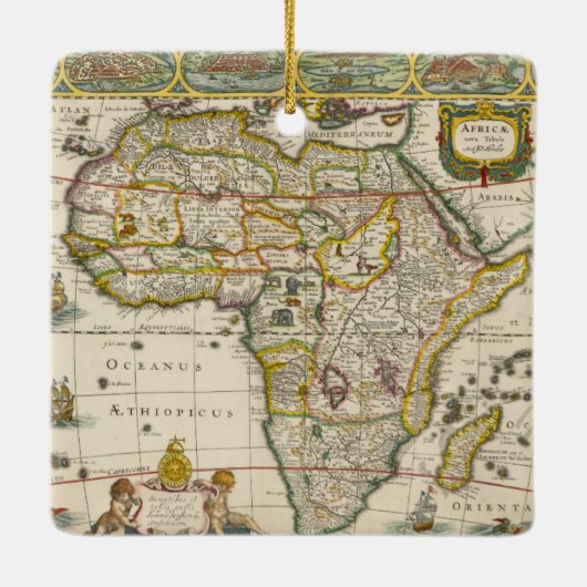 ホンディウスとヤンソンの古地図アフリカ図 セラミックオーナメント (裏面)