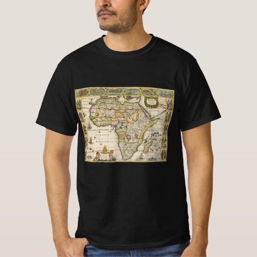 ホンディウスとヤンソンの古地図アフリカ図 Tシャツ (正面)