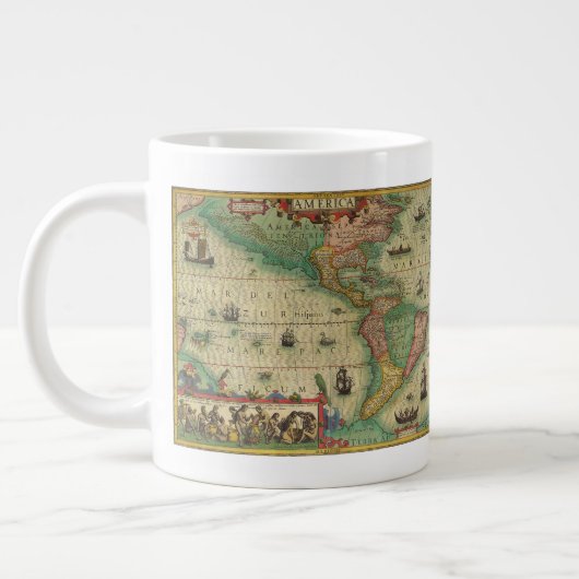 ホンディウスによる古代アメリカ世界地図 ジャンボコーヒーマグカップ (左)