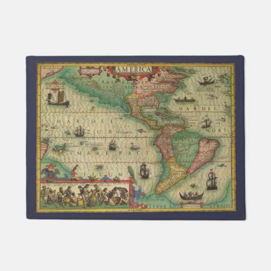 ホンディウスによる古代アメリカ世界地図 ドアマット (正面)