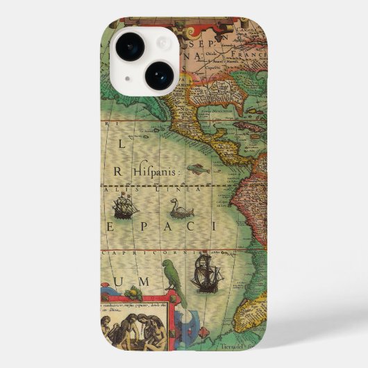 ホンドゥスによる古代アメリカ大陸の世界地図 Case-Mate iPhoneケース (裏面)
