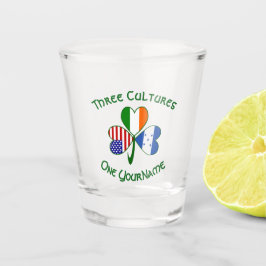 ホンドゥラス・アイルランドUSAシャムロックパーソナライズされた国旗 ショットグラス