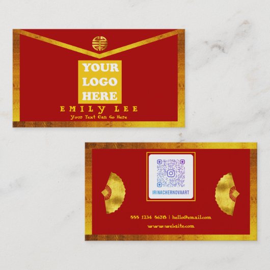 ホンバオレッド封筒 名刺 (正面/裏面)