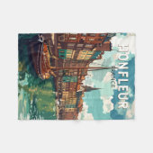 ホンフルールフランストラベルアートヴィンテージ フリースブランケット (正面(横))