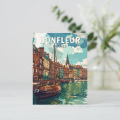 ホンフルールフランストラベルアートヴィンテージ ポストカード (スタンド正面)