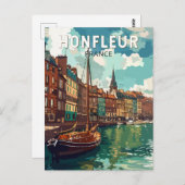 ホンフルールフランストラベルアートヴィンテージ ポストカード (正面/裏面)