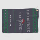 ホーおもしろいホホール入りワンブルーとグリーンゴルフタオル ゴルフタオル (横)