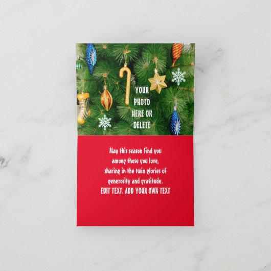ホーおもしろいルにパーソナライズされたクリスマスの帽子の写真 招待状 (内部)
