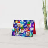 ホーおもしろいルにパーソナライズされたクリスマスの帽子の写真 招待状 (正面)