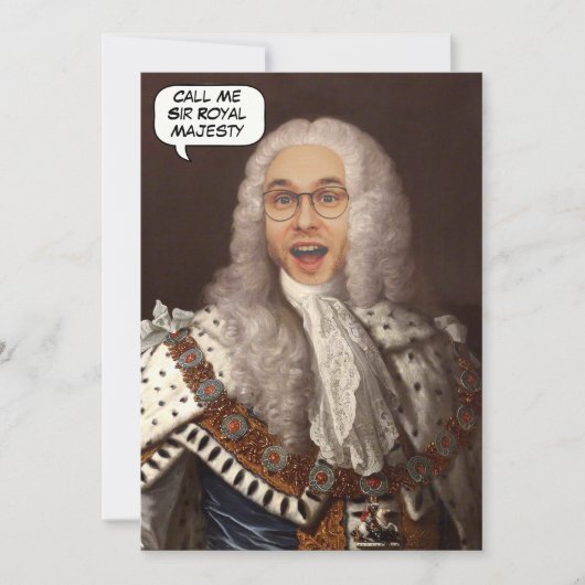 ホーおもしろいルカスタムフォトにキングヘッド 招待状 (正面)