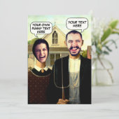 ホーおもしろいル写真カスタムのアメリカのゴシック顔 招待状 (スタンド正面)