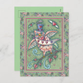 ホーお洒落ツN'ハートキュピッドフクロウバレンタイン シーズンポストカード (正面/裏面)