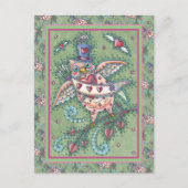 ホーお洒落ツN'ハートキュピッドフクロウバレンタイン シーズンポストカード (正面)