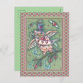 ホーお洒落ツN'ハートキュピッドフクロウバレンタイン シーズンポストカード (正面/裏面)