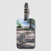 ホーの荷物？角素晴らしフクロウ ラゲッジタグ (正面縦)