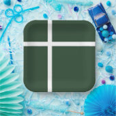 ホーエレガントター緑と白のパタストライプのーン ペーパープレート (パーティー)