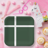 ホーエレガントター緑と白のパタストライプのーン ペーパープレート (パーティー)