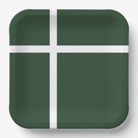 ホーエレガントター緑と白のパタストライプのーン ペーパープレート (正面)