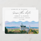 ホーエンシュワン結婚ガウの行先日付を保存 招待状 (正面/裏面)