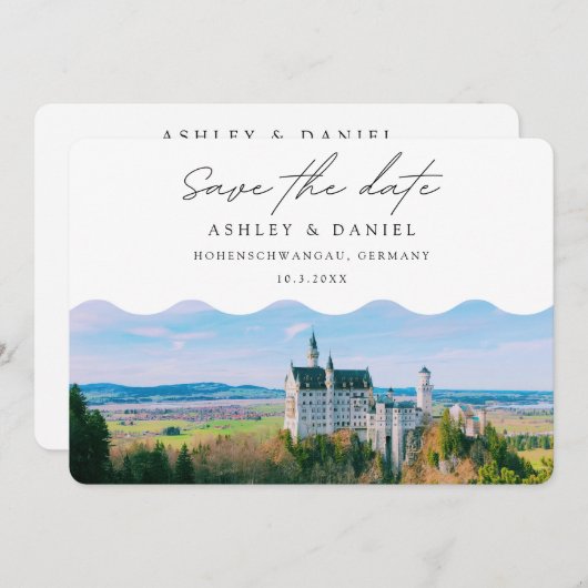 ホーエンシュワン結婚ガウの行先日付を保存 招待状 (正面/裏面)