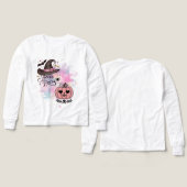 ホーカスポーカスの魔女の帽子とピンクのかぼちゃ (デザイン 正面&背面)
