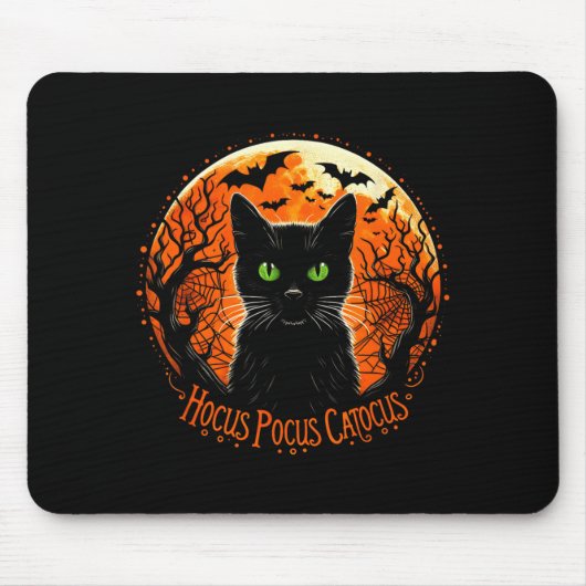 ホーカスポーカス キャトーカス ハロウィン 黒猫好き 男性 マウスパッド (正面)