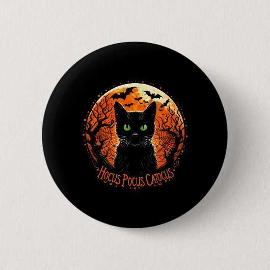ホーカスポーカス キャトーカス ハロウィン 黒猫好き 男性 缶バッジ (正面)