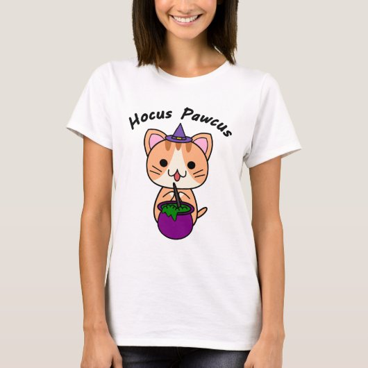ホーカスポーカス - ジンジャータビー猫 - 黒文字 Tシャツ (正面)