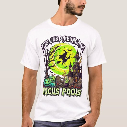 ホーカスポーカス ハロウィン 魔女 緑 月 幽霊 ホラー ハウス Tシャツ (正面)