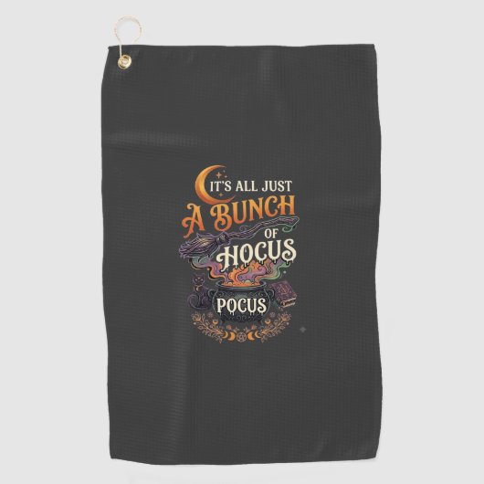 ホーカスポーカス 魔女の箒 黒猫 魔法の鍋 H ゴルフタオル (正面)