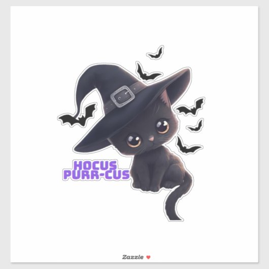 ホーカス・パーカス かわいい黒猫のハロウィンアート クラシック シール (シート)