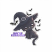 ホーカス・パーカス かわいい黒猫のハロウィンアート クラシック シール (正面)