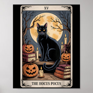 ホーカス ポーカス タロット ハロウィン 猫 かぼちゃ 神秘的な ポスター