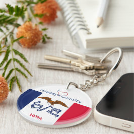 ホーキーズアイオワ州/イニシャル州旗 キーホルダー