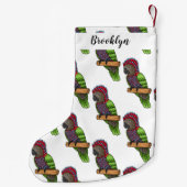 ホークのオウムの鳥の漫画イラストレーション スモールクリスマスストッキング (裏面)