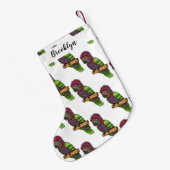 ホークのオウムの鳥の漫画イラストレーション スモールクリスマスストッキング (裏面 (吊り時))