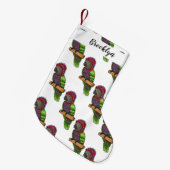 ホークのオウムの鳥の漫画イラストレーション スモールクリスマスストッキング (正面 (吊り時))
