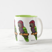 ホークのオウムの鳥の漫画イラストレーション ツートーンマグカップ (正面右)