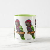 ホークのオウムの鳥の漫画イラストレーション ツートーンマグカップ (中央)