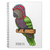 ホークのオウムの鳥の漫画イラストレーション ノートブック (正面)