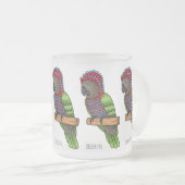 ホークのオウムの鳥の漫画イラストレーション フロストグラスマグカップ (正面右)