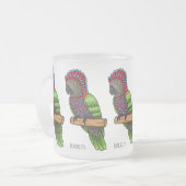 ホークのオウムの鳥の漫画イラストレーション フロストグラスマグカップ (正面左)