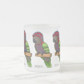 ホークのオウムの鳥の漫画イラストレーション フロストグラスマグカップ (中央)