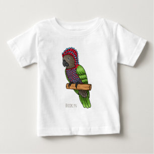 ホークのオウムの鳥の漫画イラストレーション ベビーTシャツ