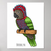 ホークのオウムの鳥の漫画イラストレーション ポスター (正面)