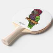 ホークのオウムの鳥の漫画イラストレーション 卓球ラケット (正面アングル)