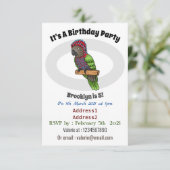 ホークのオウムの鳥の漫画イラストレーション 招待状 (スタンド正面)