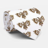 ホークのタイ白と茶色 ネクタイ (ロール)